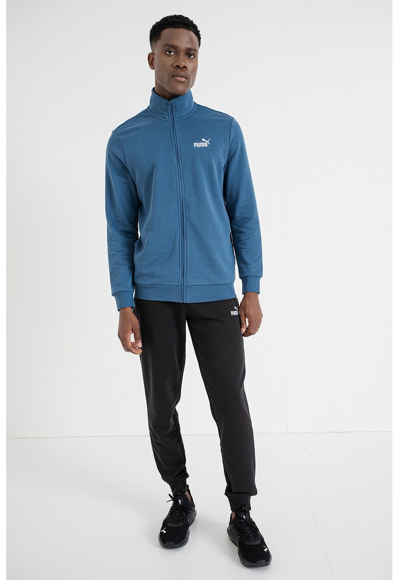 Trening din amestec de bumbac cu fermoar - Negru/Albastru inchis