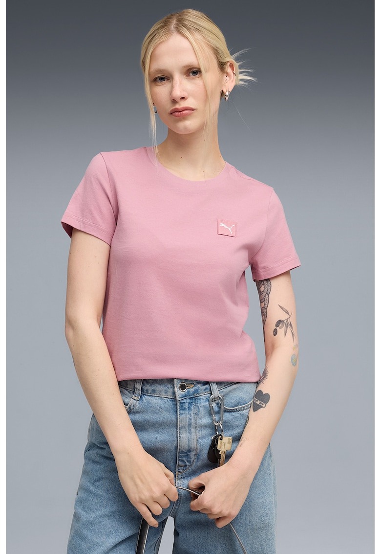 Tricou regular fit din amestec de bumbac - Roz prafuit