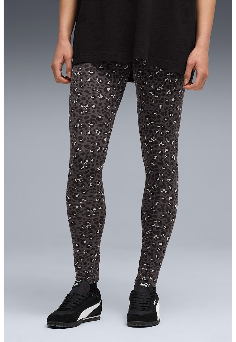 Colanti cu model animal print ESS GRAPHIC - Negru
