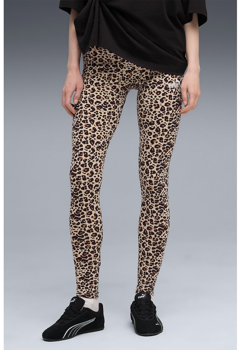 Colanti cu model animal print ESS GRAPHIC - Negru/Maro