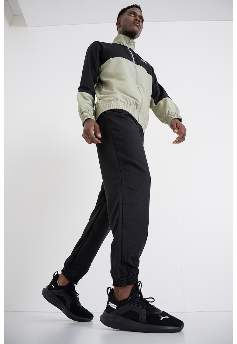 Trening colorblock cu fermoar - Negru/Verde pal