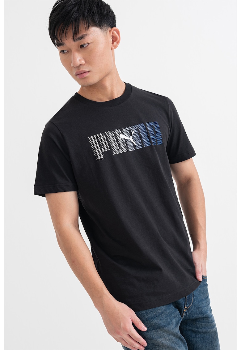 Tricou din bumbac cu imprimeu logo ESS - Alb/Negru