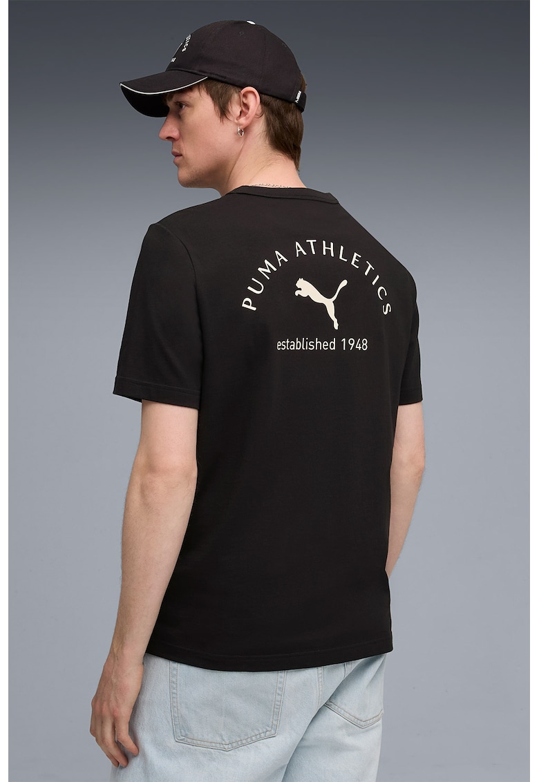 Tricou regular-fit cu decolteu la baza gatului - Negru
