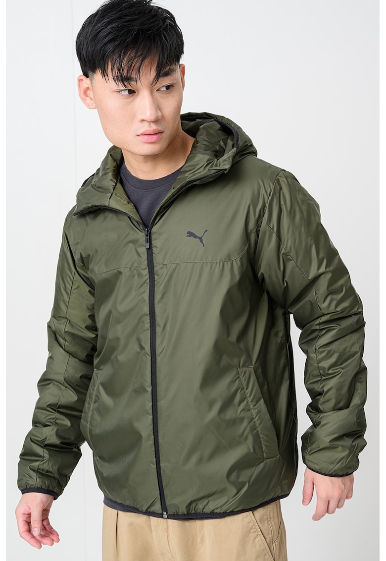 Jacheta cu buzunare laterale si gluga