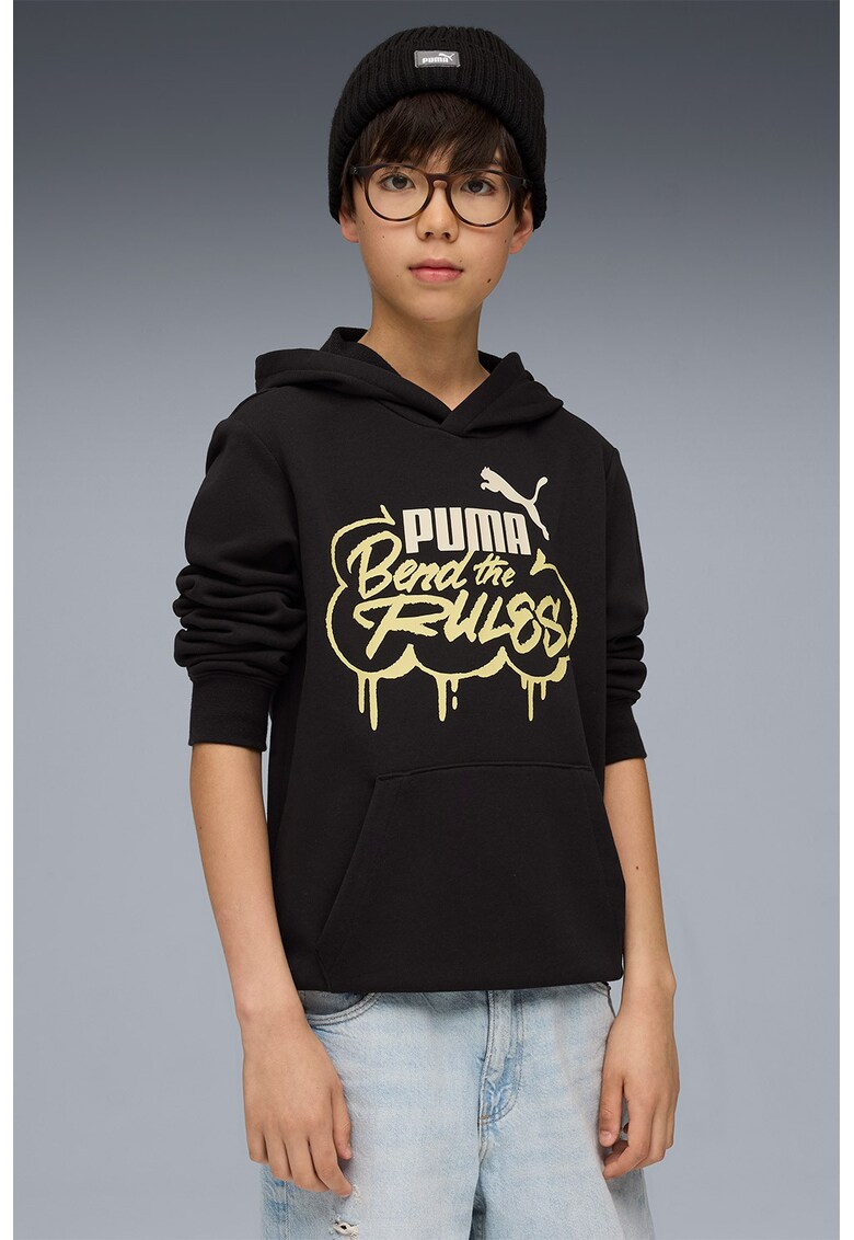 Hanorac cu imprimeu logo si buzunar kangaroo Mid 90s - Negru