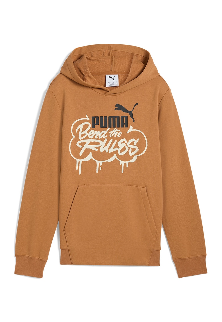 Hanorac cu imprimeu logo si buzunar kangaroo Mid 90s - Maro camel