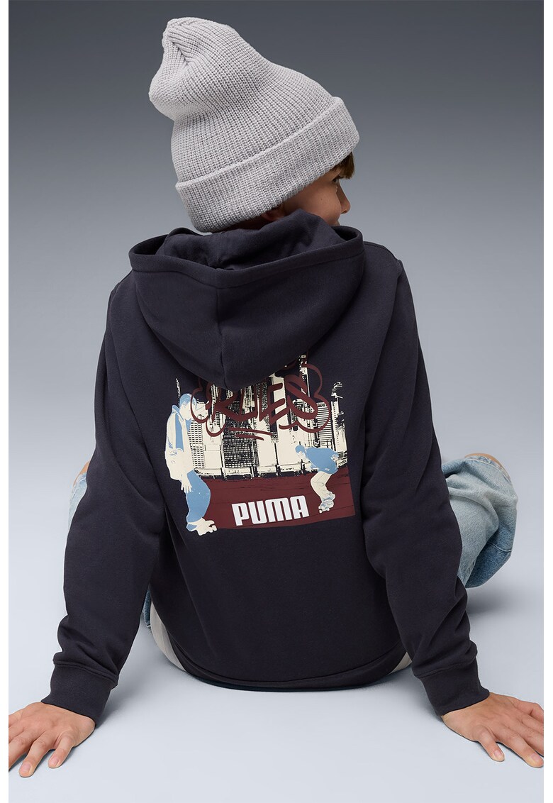 Hanorac cu buzunare si imprimeu MID90s - Bleumarin