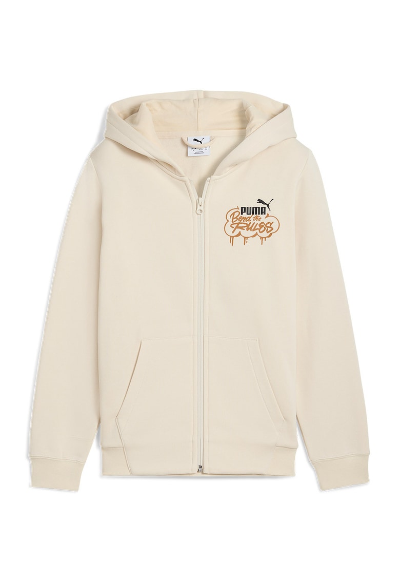 Hanorac cu buzunare si imprimeu MID90s - Alb murdar