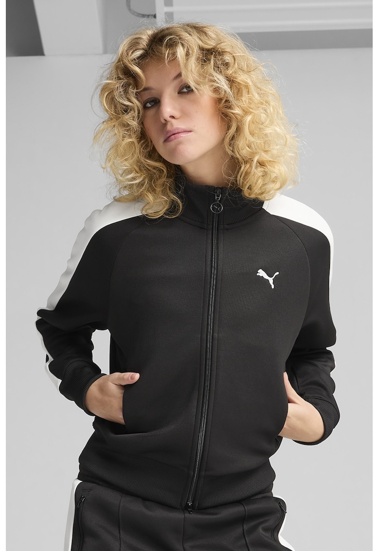 Bluza de trening cu fermoar si maneci raglan