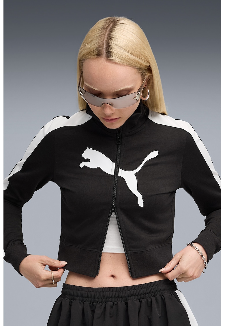 Jacheta crop cu imprimeu logo Archive T7