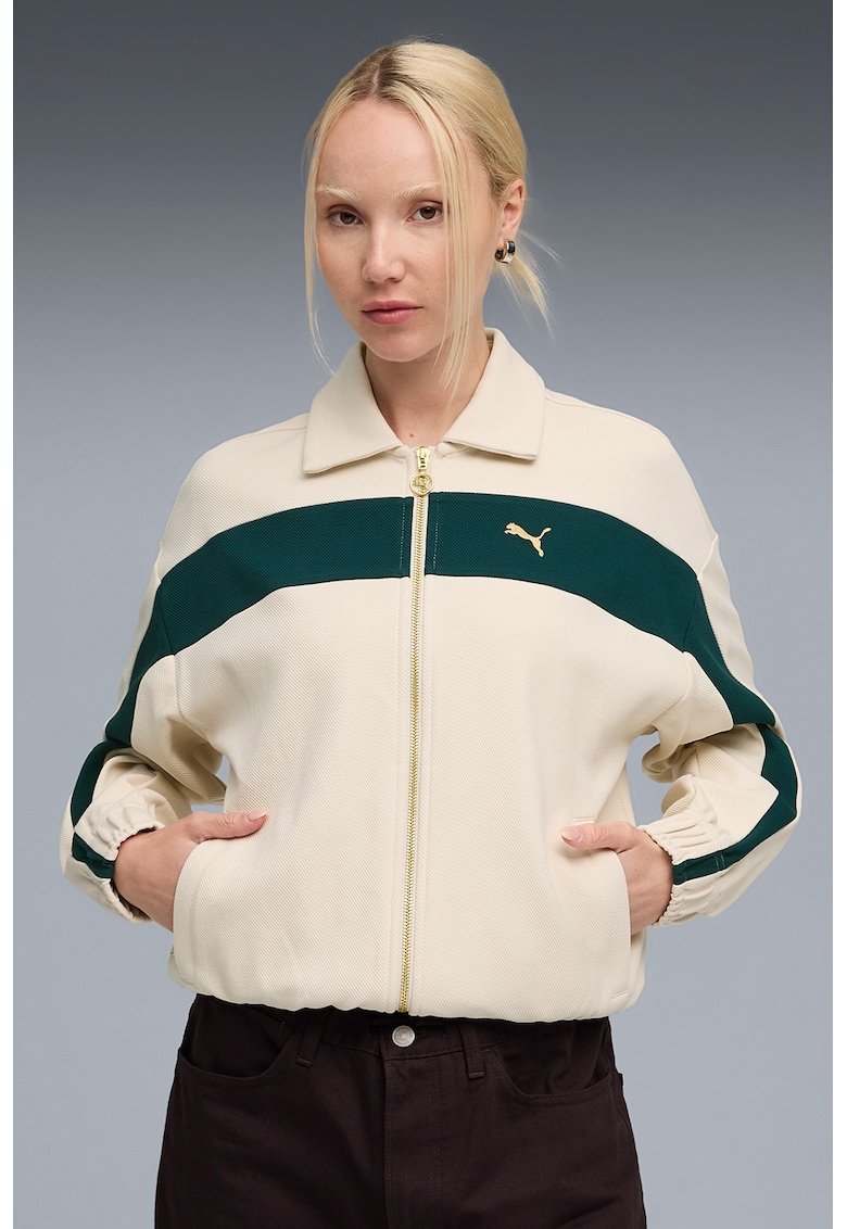 Jacheta regular-fit din amestec de bumbac cu fermoar