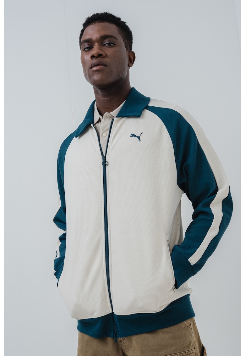 Bluza de trening colorblock relaxed fit ci buzunare cu fermoar