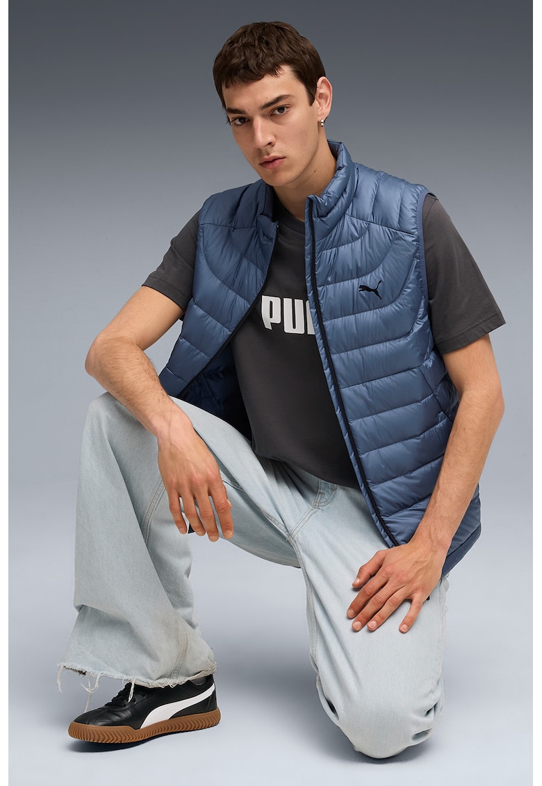 Tricou cu decolteu la baza gatului si imprimeu logo Essentials 2 - Alb optic/Gri inchis