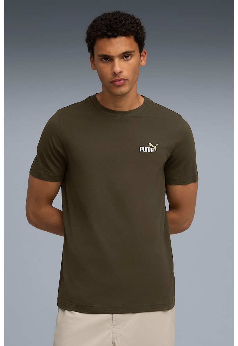 Tricou de bumbac cu decolteu la baza gatului ESS Boxy Tee - Verde masliniu