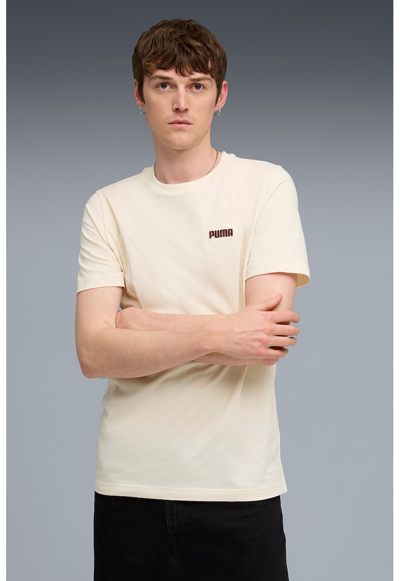 Puma Tricou de bumbac cu decolteu la baza gatului ESS 2 - Bej deschis