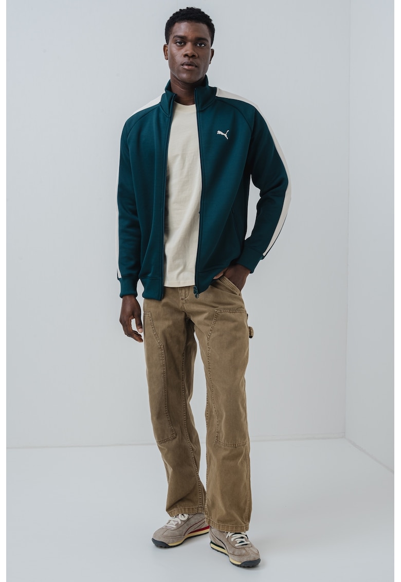 Bluza de trening regular-fit cu guler mediu si fermoar