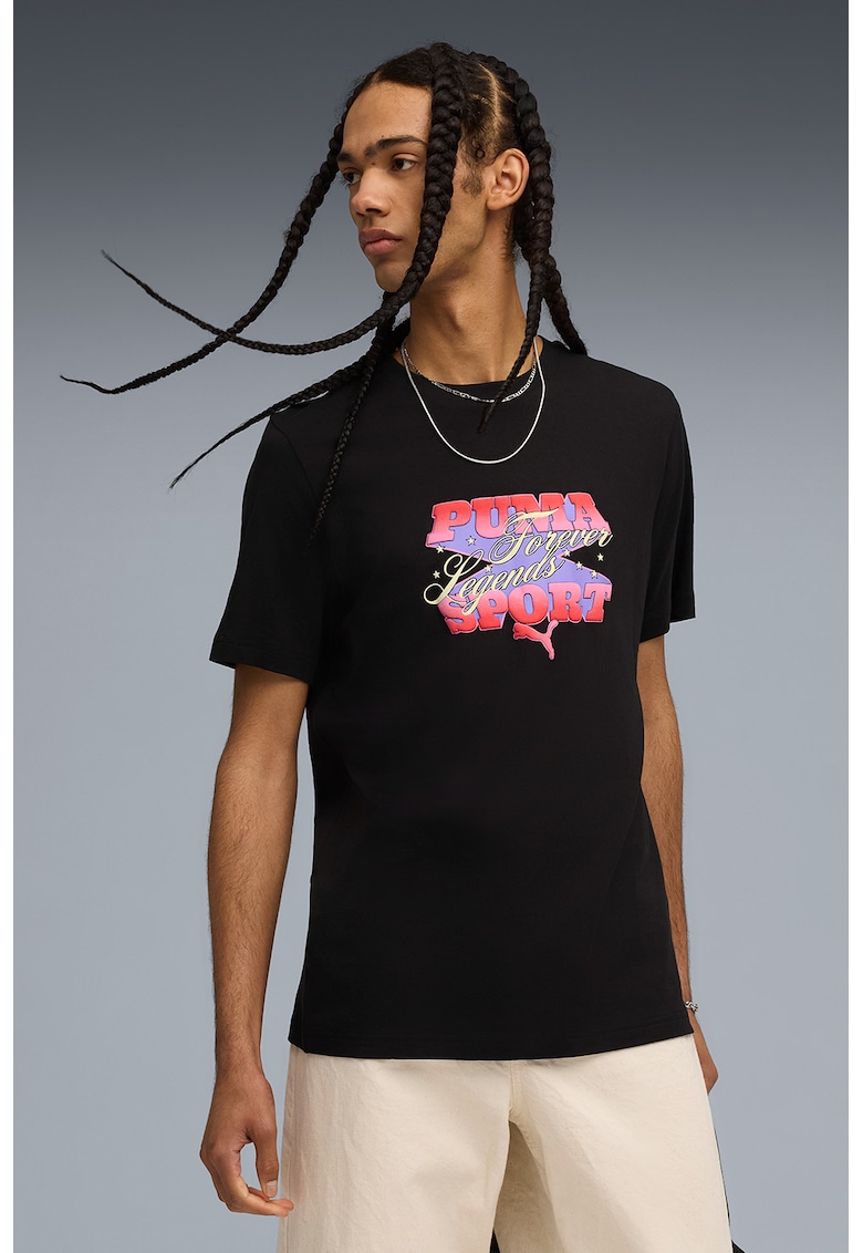 Tricou cu imprimeu logo - Negru/Violet/Roz