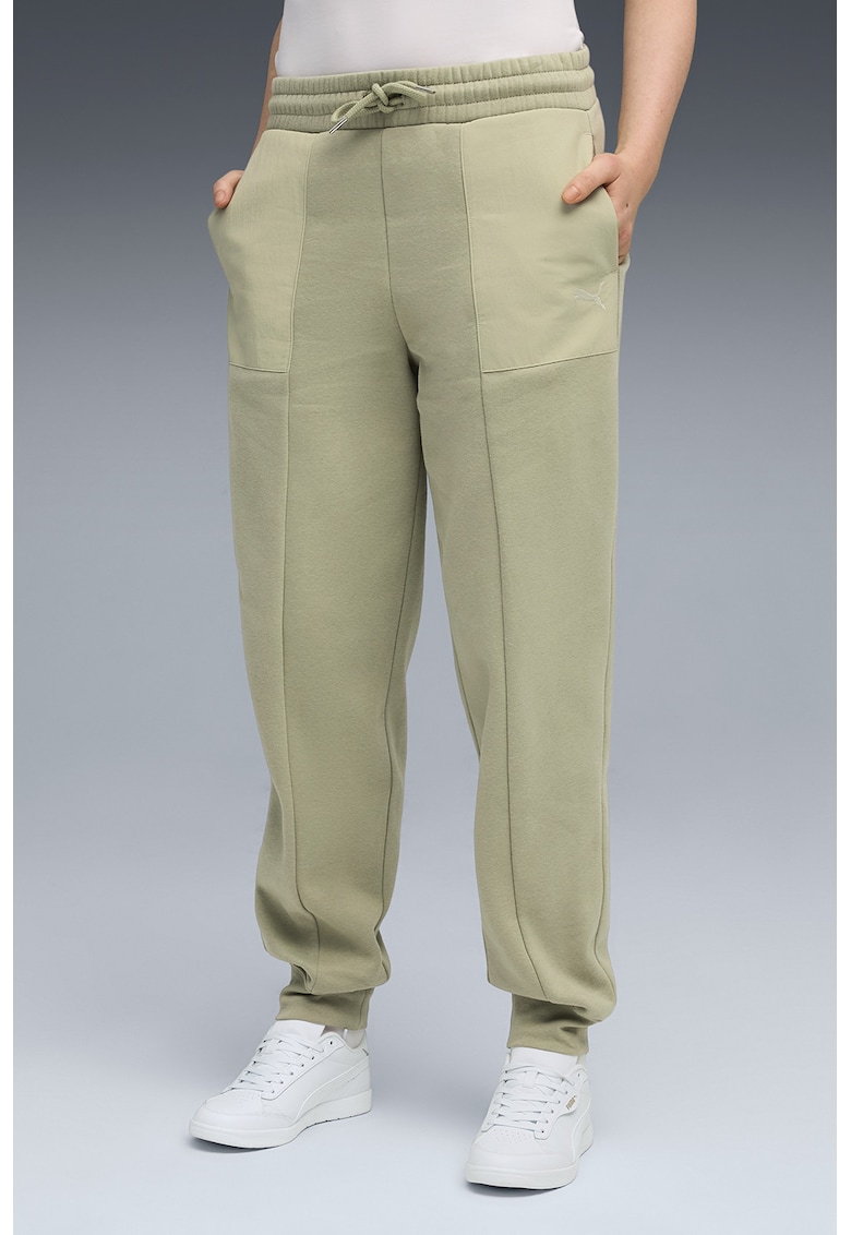 Pantaloni de trening cu buzunare si talie inalta