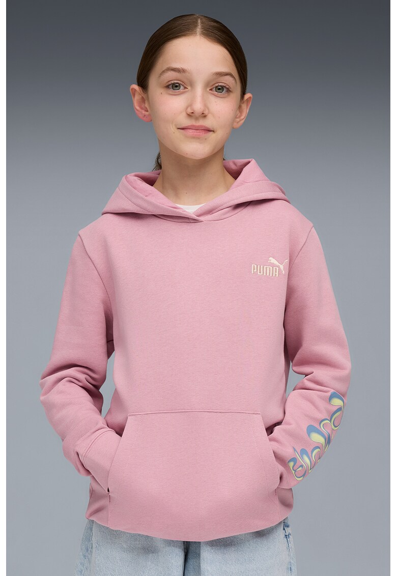 Hanorac cu imprimeu logo - Roz deschis/Galben pal