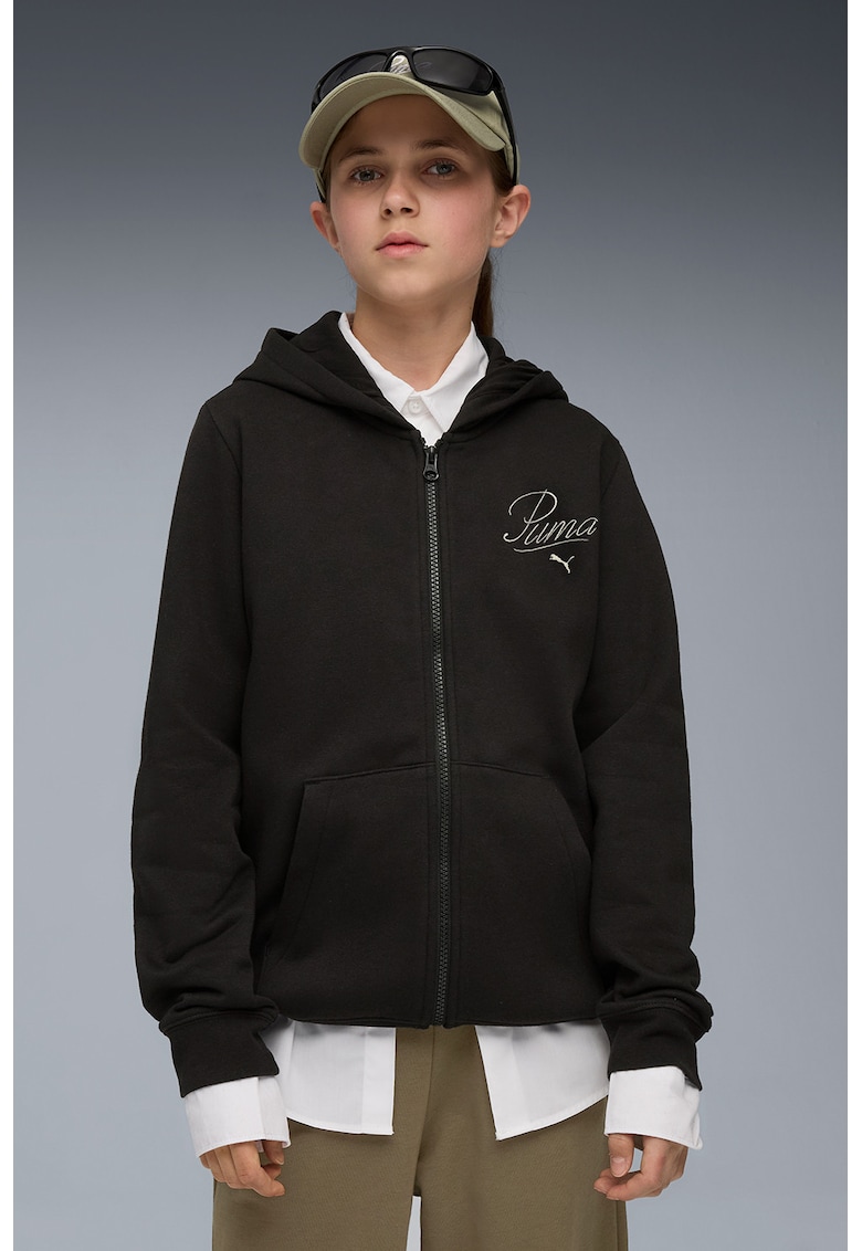 Hanorac cu buzunare laterale si fermoar Essential - Negru