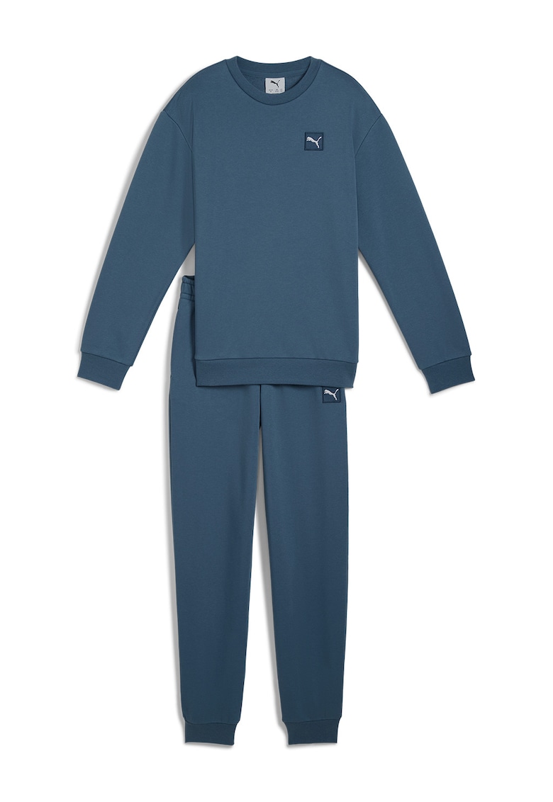 Trening din amestec de bumbac cu logo - Albastru prafuit