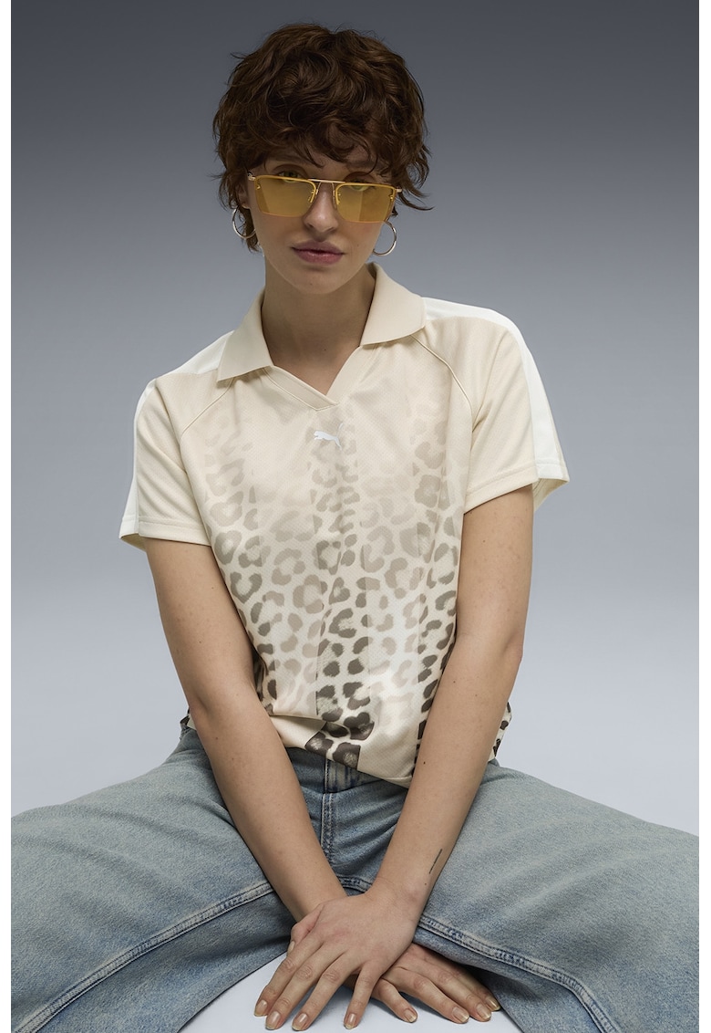 Tricou polo cu animal print Leo Luxe