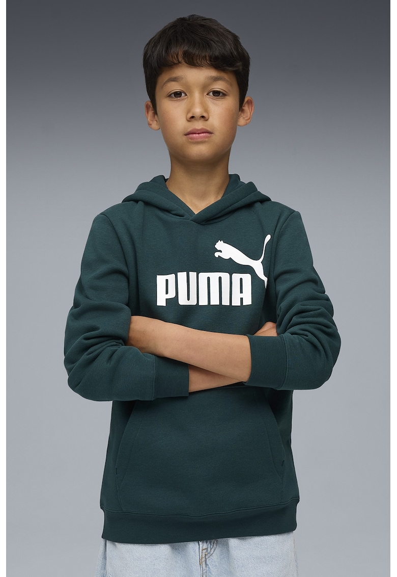 Hanorac cu buzunar kangaroo ESS - Alb/Verde inchis