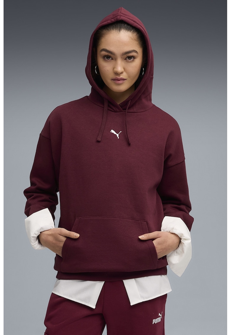 Hanorac supradimensionat cu buzunar kangaroo si snur