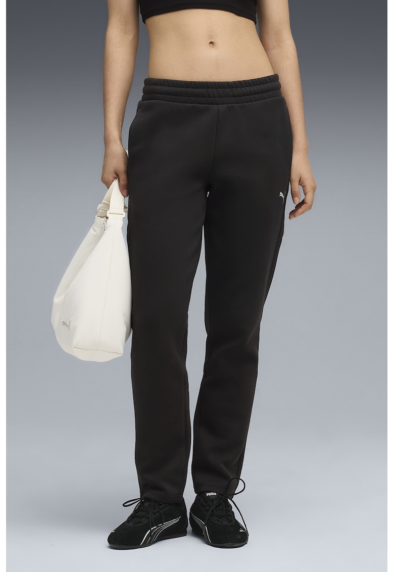 Pantaloni de trening cu buzunare laterale si talie medie