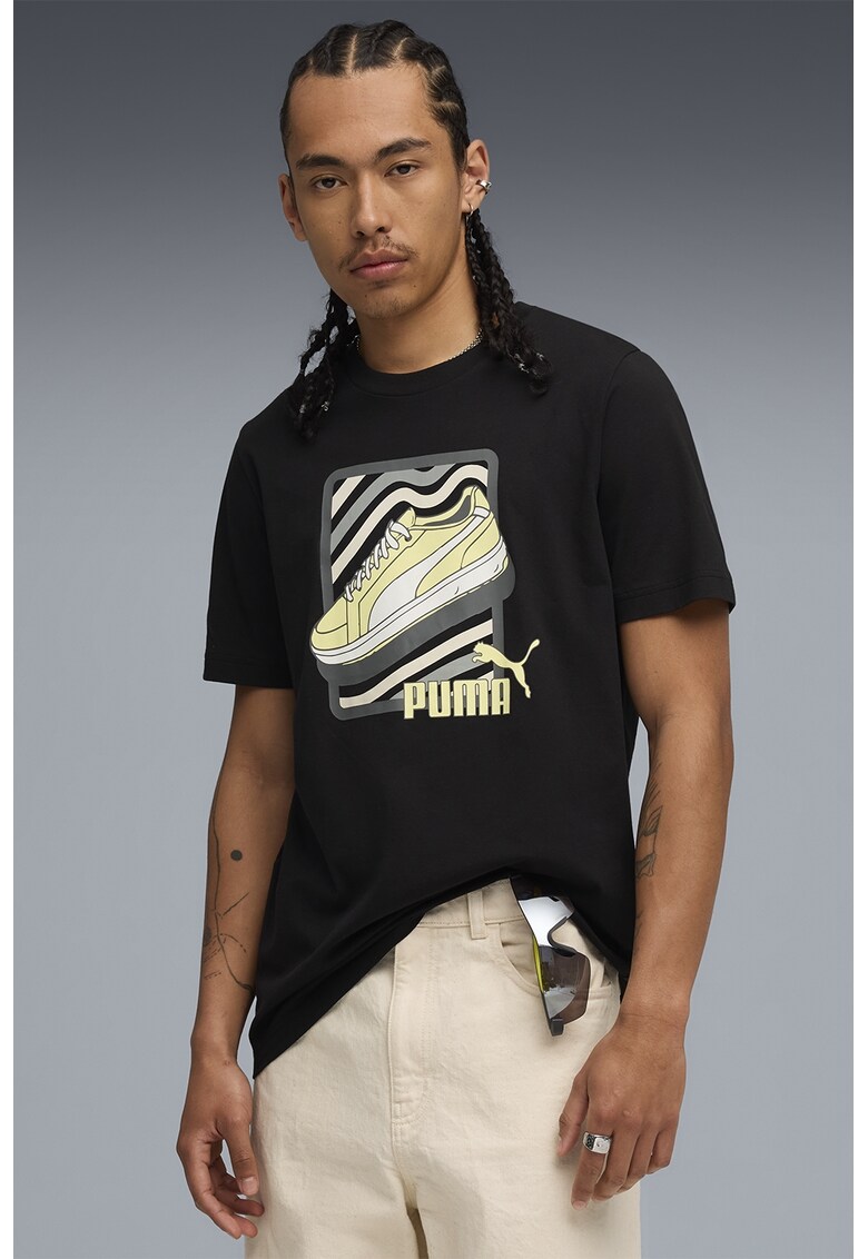 Tricou de bumbac cu imprimeu grafic - Negru