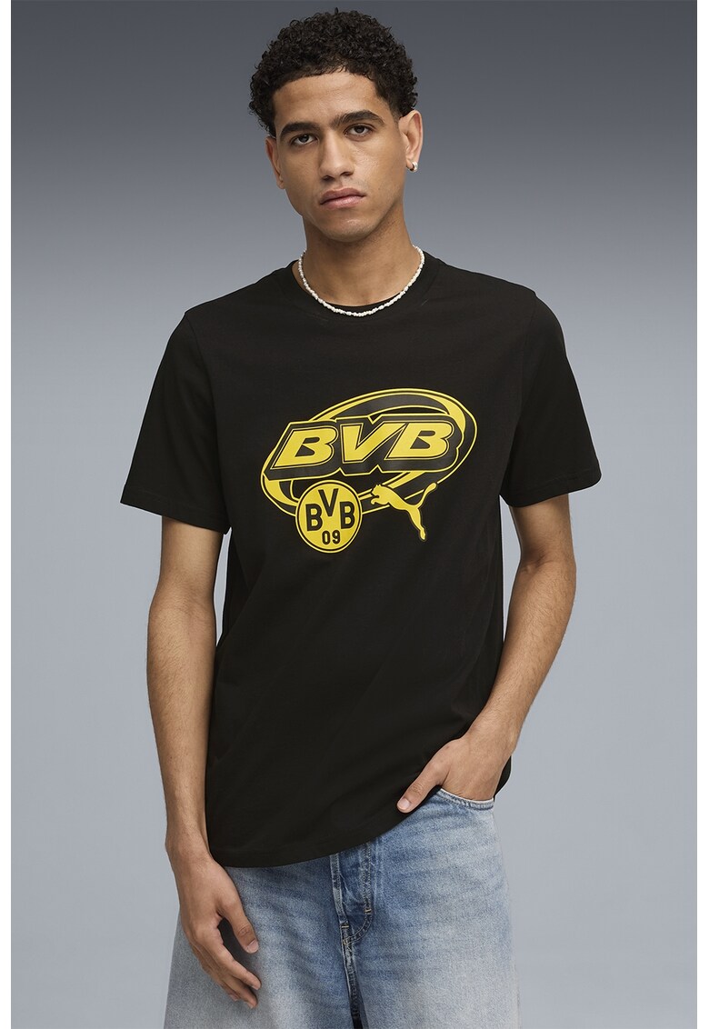 Tricou cu decolteu la baza gatului pentru fotbal BVB - Negru/Galben sofran
