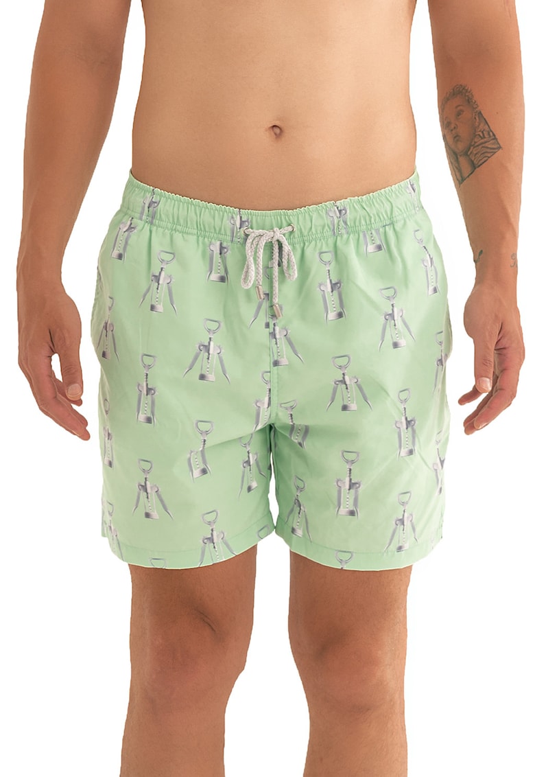 Pantaloni scurti de baie cu model si snur