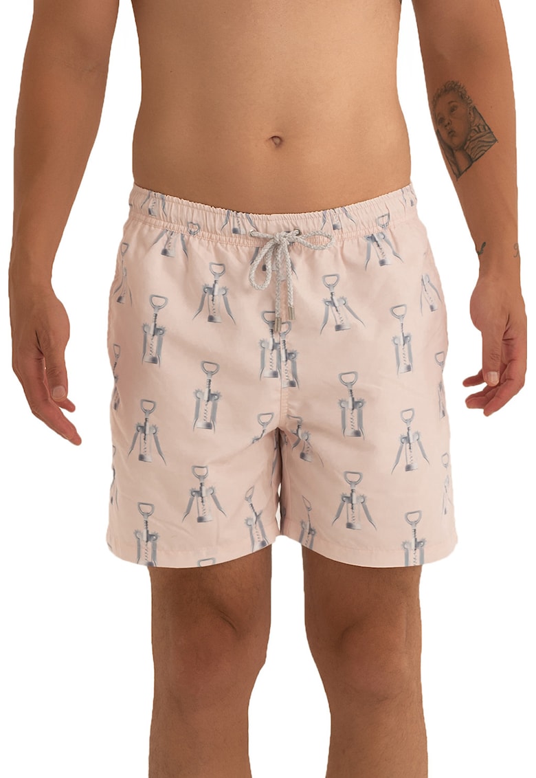 Pantaloni scurti de baie cu model si snur