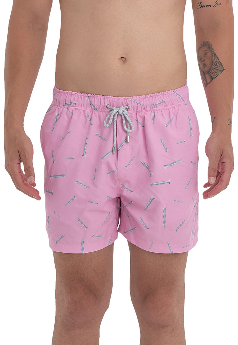 Pantaloni scurti de baie cu model si snur