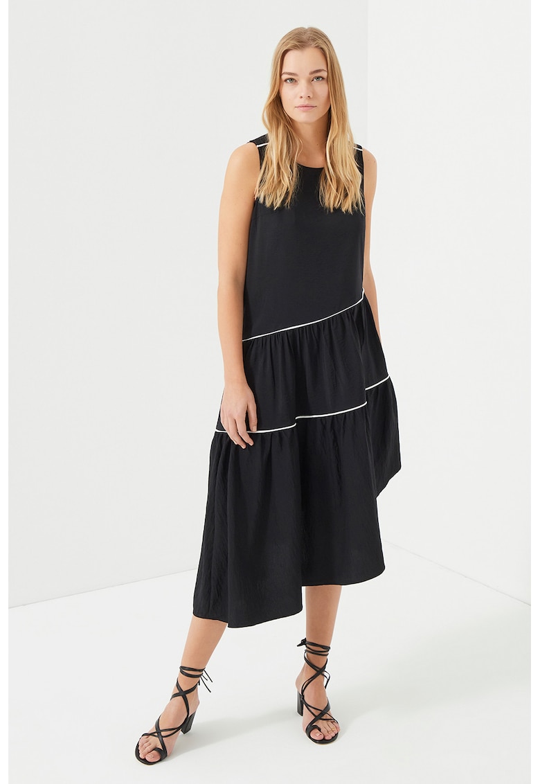 Rochie midi asimetrica cu fronseu