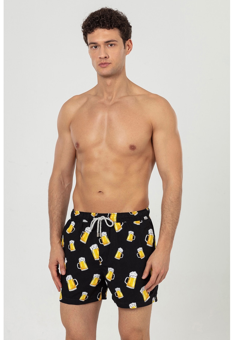 Pantaloni scurti de baie cu buzunare si model