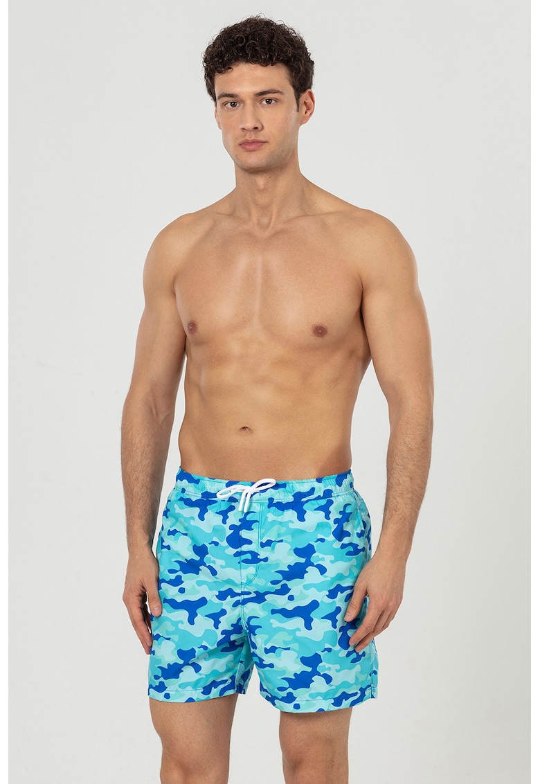 Pantaloni scurti de baie cu buzunare si snur