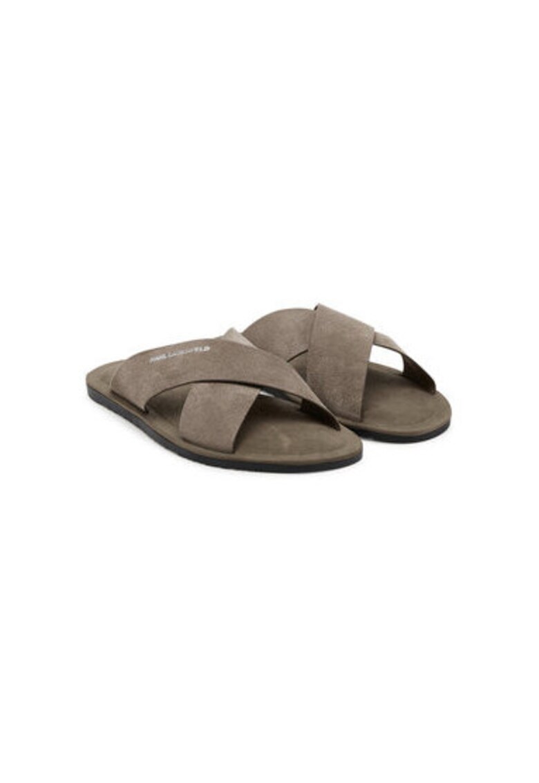 Slapi barbati KL70214 - Piele naturala - Gri - Gri