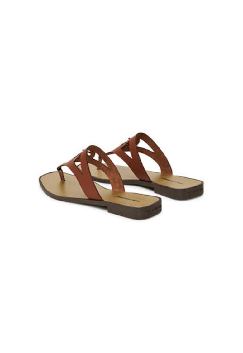 Papuci flip-flop dama  KL80407 - Piele naturala - Maro
