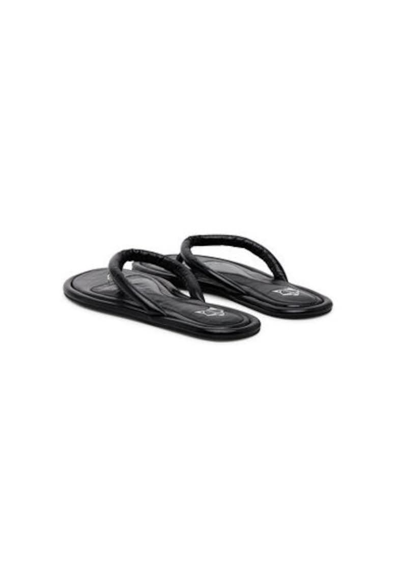 Papuci flip-flop dama GRENADA - Piele naturala - Negru