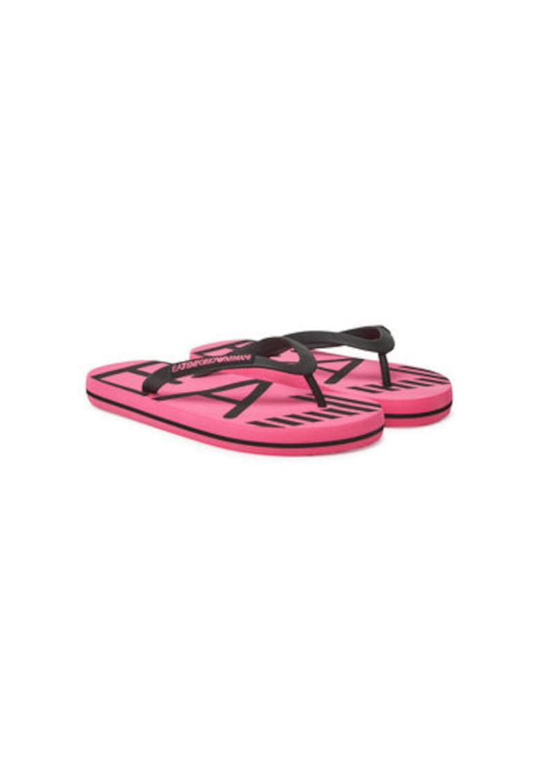 Papuci flip-flop dama Emporio Armani - XCQ004 XK196 - Sintetic - Negru/Roz