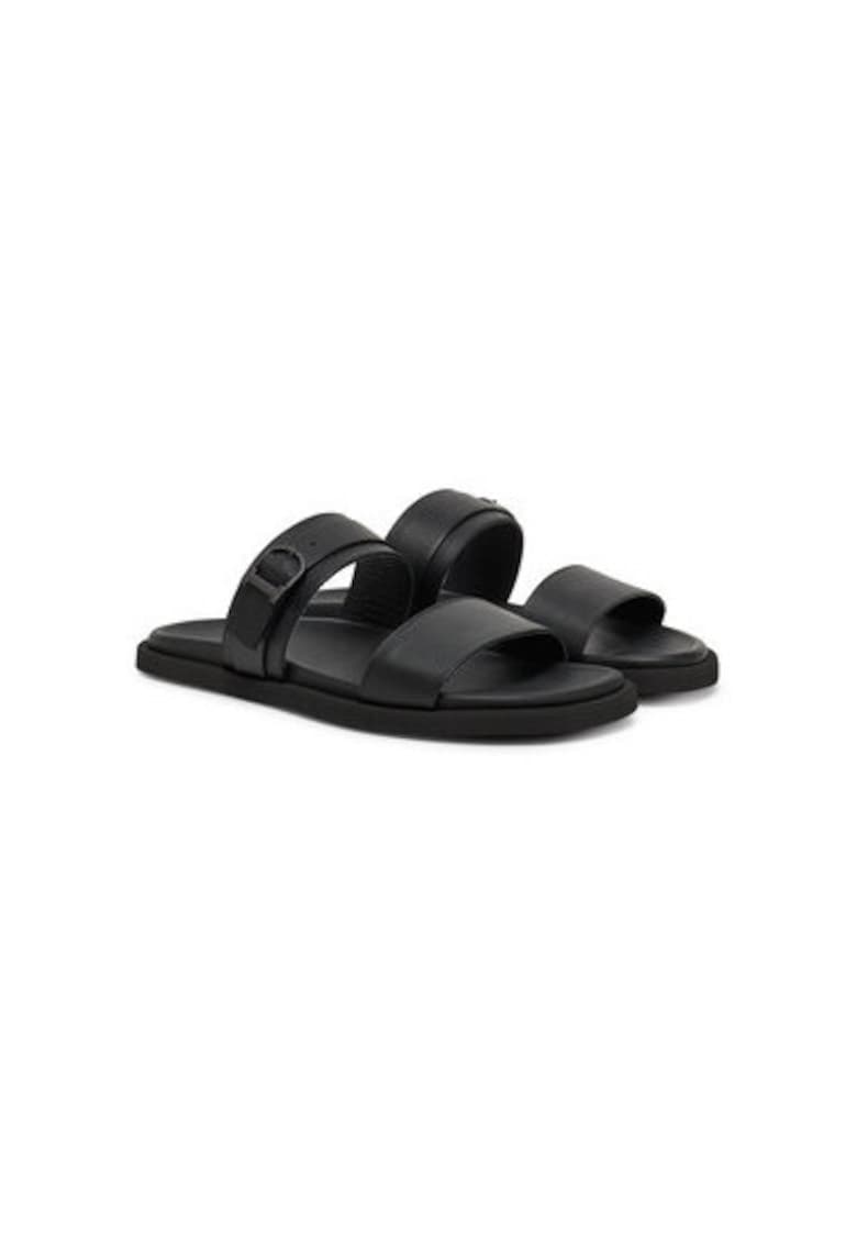 Slapi barbati IU176101 IU1761 - Piele naturala - Negru - Negru