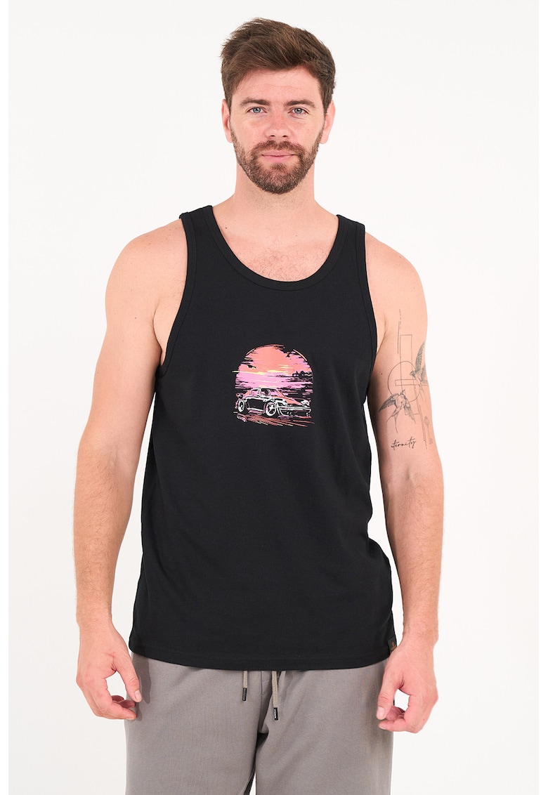 Top cu imprimeu grafic - Negru