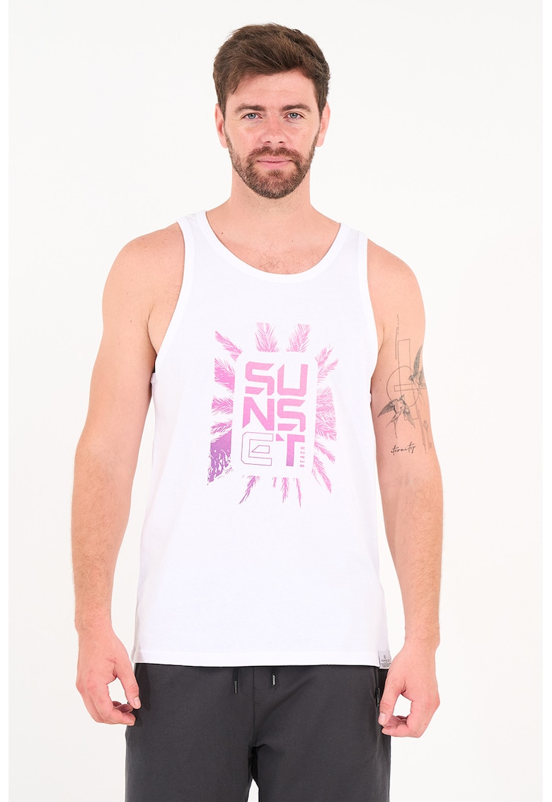 Top cu imprimeu grafic - Alb