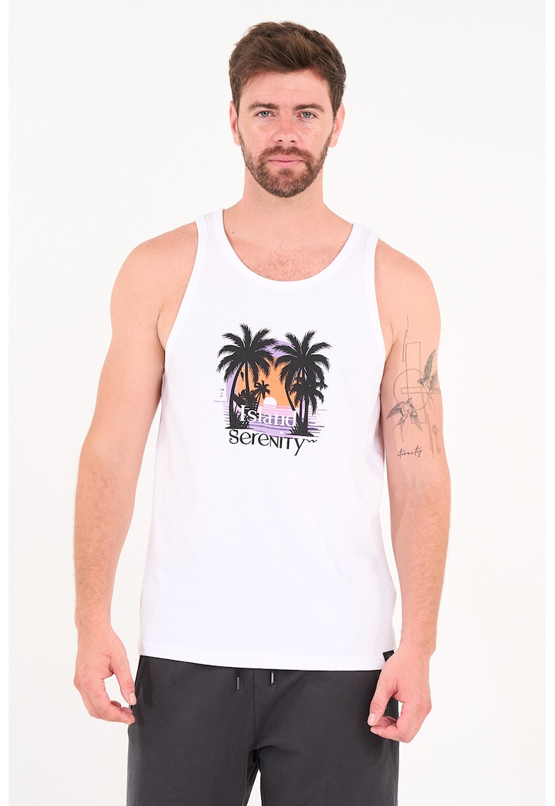 Top cu decolteu rotund si imprimeu