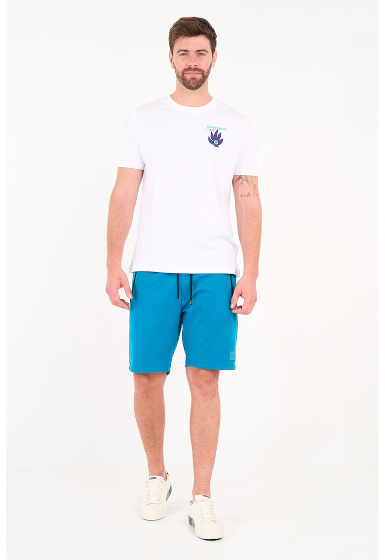 Pantaloni scurti din amestec de bumbac cu buzunare cu fermoar