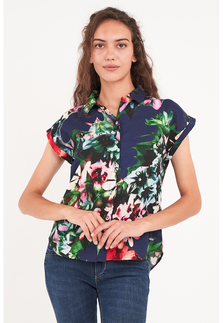 Camasa cu model floral si maneci scurte
