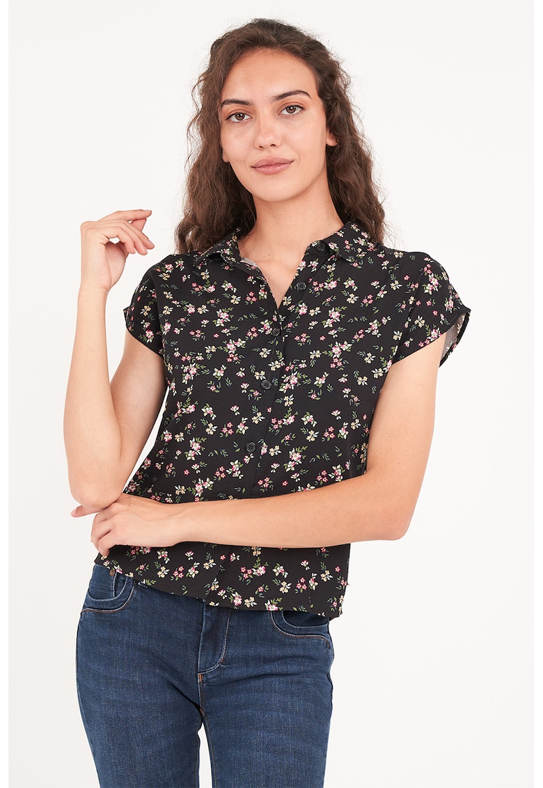 Camasa cu model floral si maneci scurte