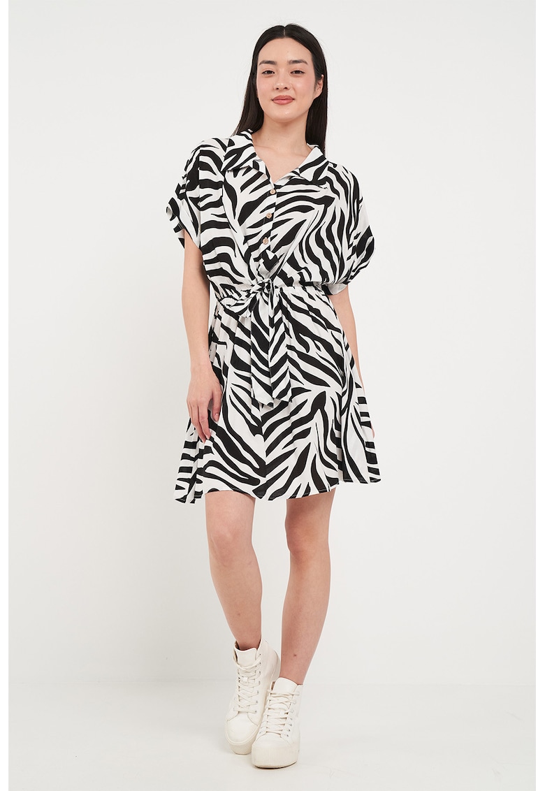 Rochie mini evazata cu nasturi si zebra