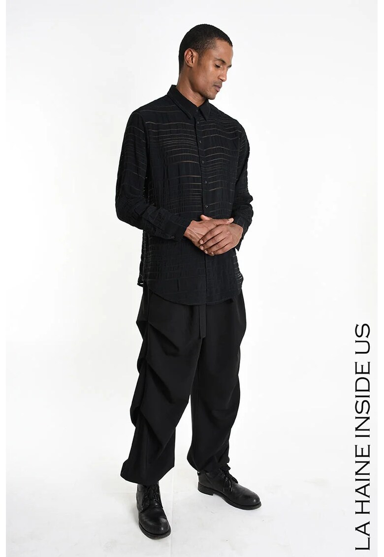 Cămașă cu mânecă lungă - transparentă - Negru